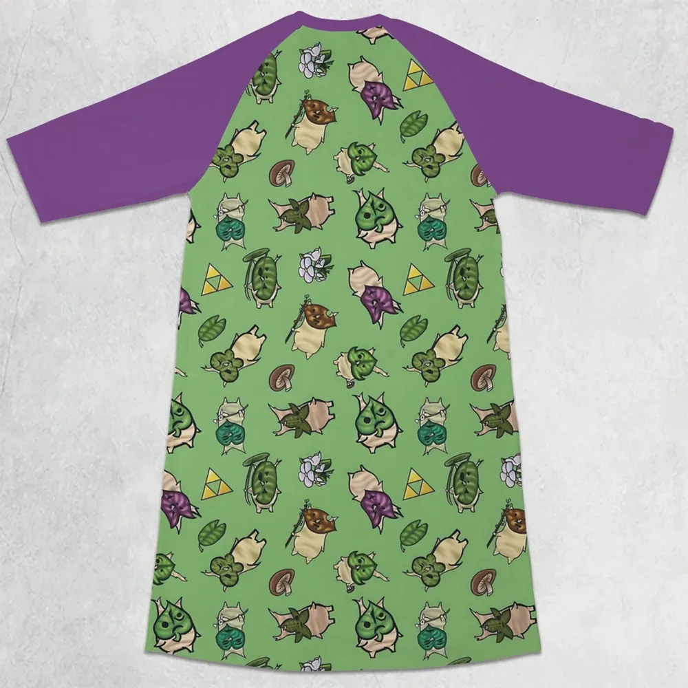 Korok Style The Legend of Zelda 3/4 Sleeve Raglan Dress - 2