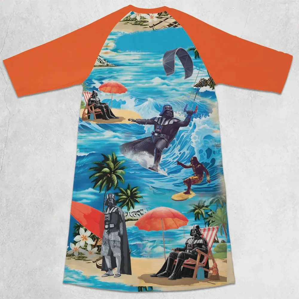 Darth Vader Surfing 3/4 Sleeve Raglan Dress - 2