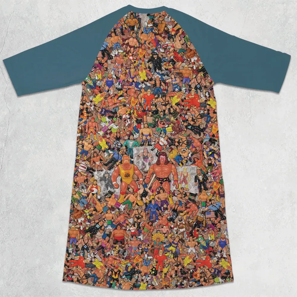 Wrestling Hulk Hogan and Buddies Figures 3/4 Sleeve Raglan Dress - 2
