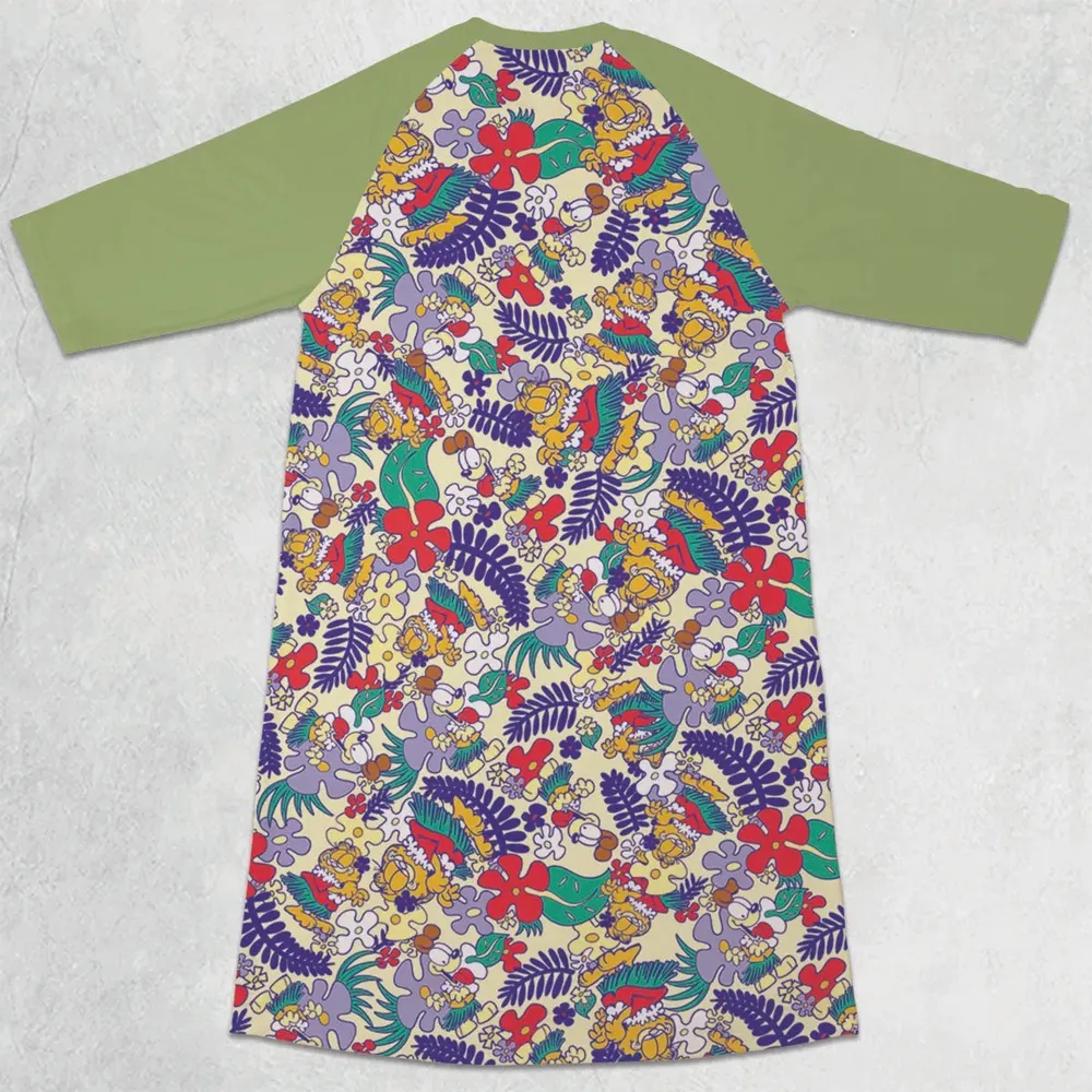 Aloha Garfield And Odie 3/4 Sleeve Raglan Dress - 2