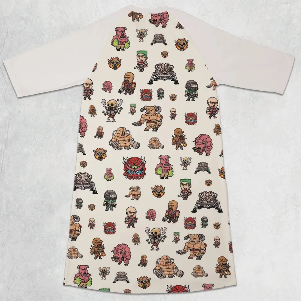 Doom Chibi Characters 3/4 Sleeve Raglan Dress - 2