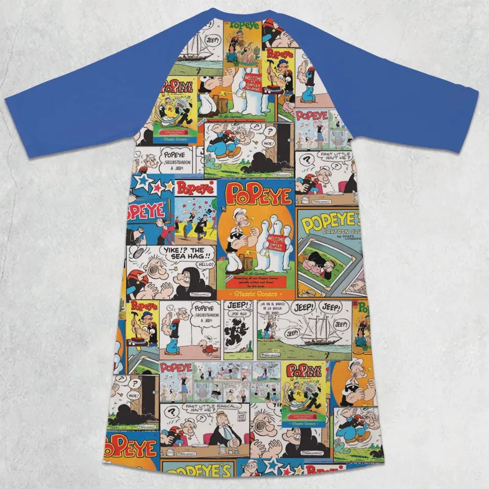 Olive Oyl Popeye Comic 3/4 Sleeve Raglan Dress - 2