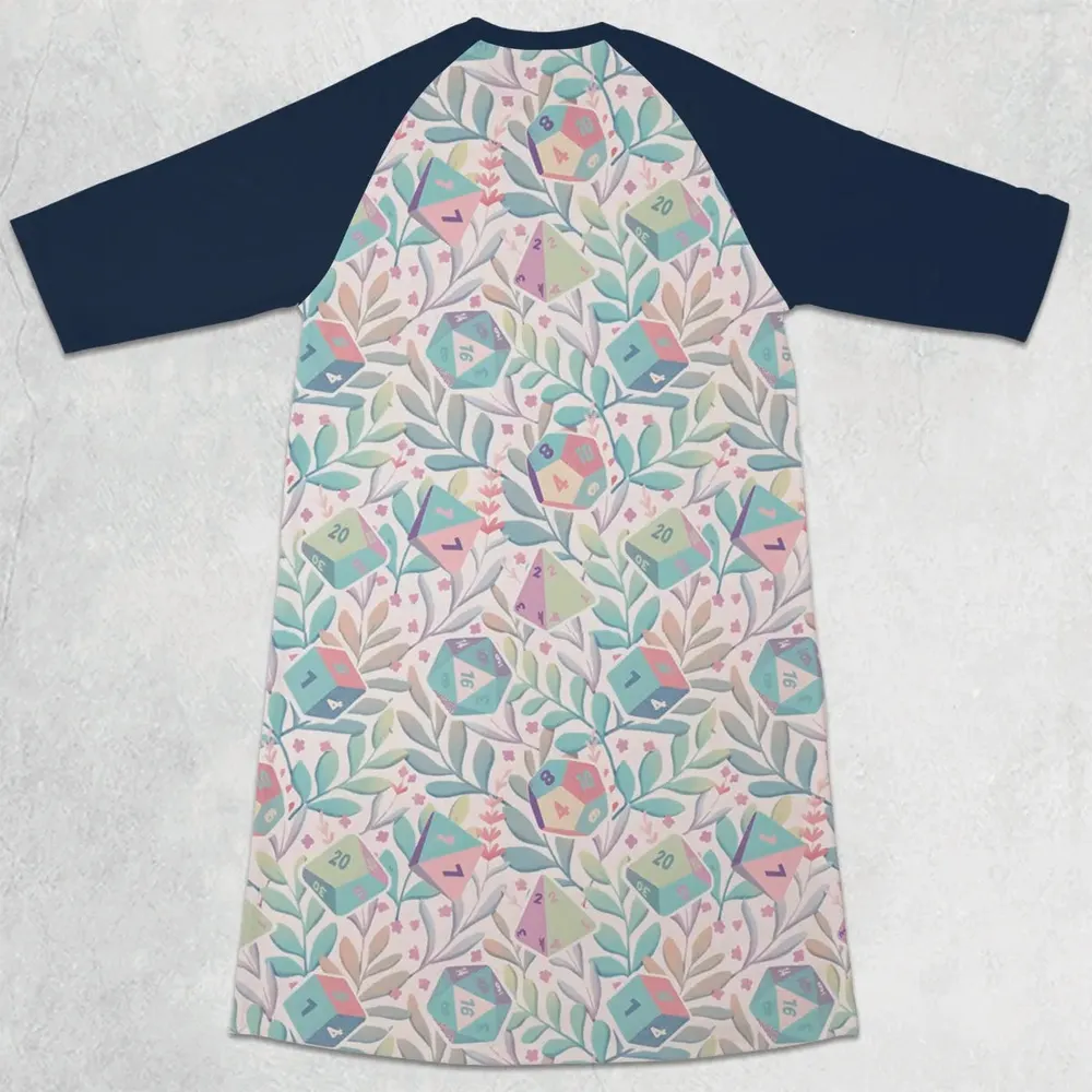 Dice Flower Soft DnD 3/4 Sleeve Raglan Dress - 2
