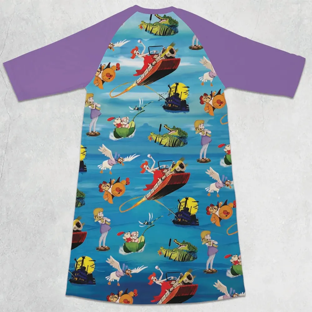 Chasing The Rescuers Characters 3/4 Sleeve Raglan Dress - 2