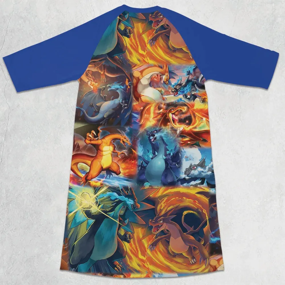 Charizard Ice Fire Dragon Combat 3/4 Sleeve Raglan Dress - 2