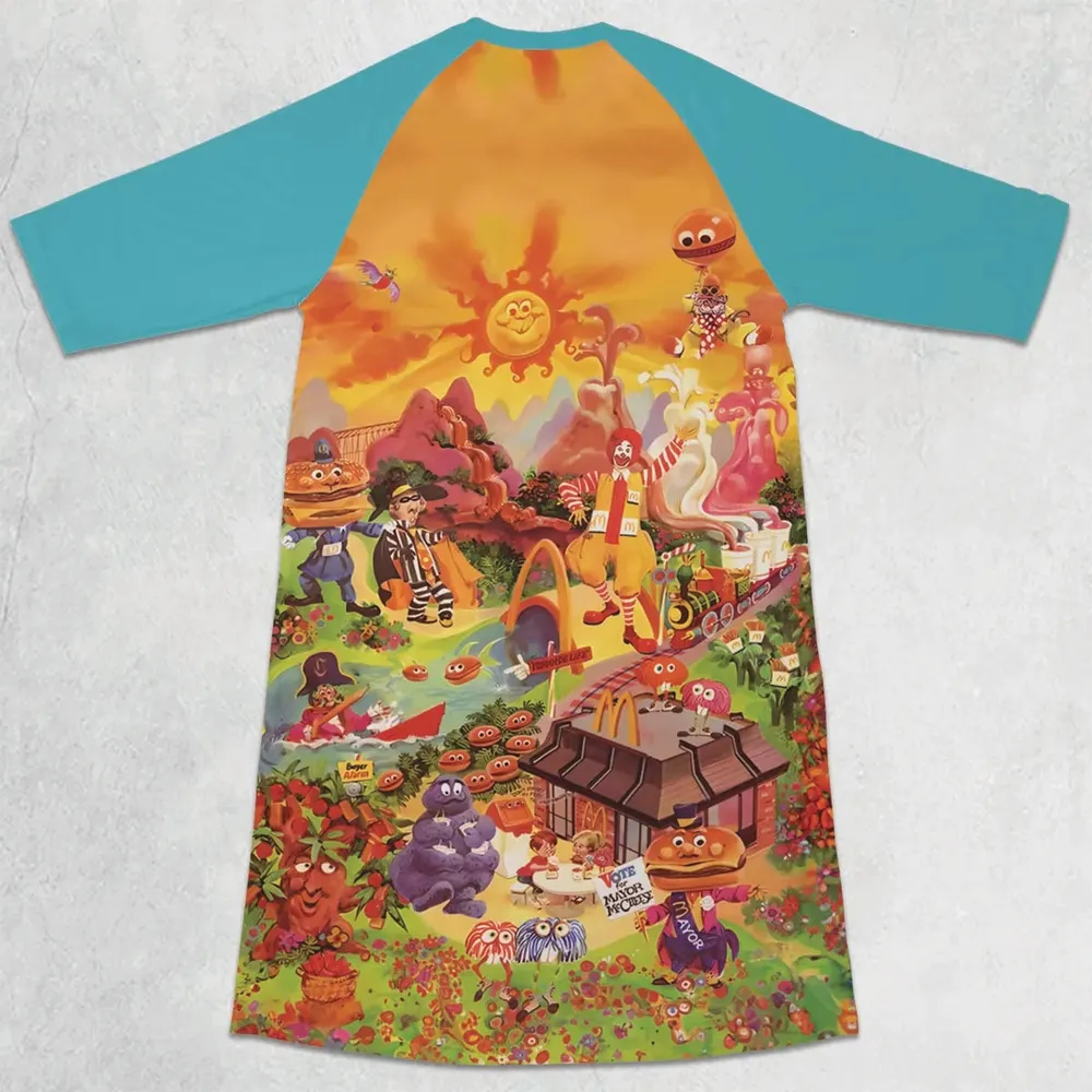 Wonder Foodland The Siege Of Mcdonaldland 3/4 Sleeve Raglan Dress - 2
