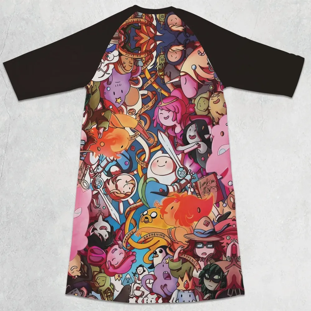 Land of Ooo Adventure Time 3/4 Sleeve Raglan Dress - 2
