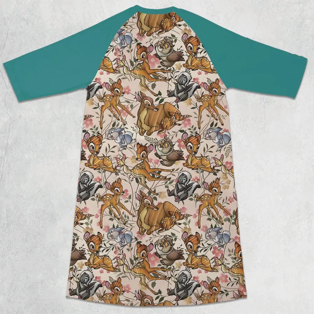 Little Wild Bambi 3/4 Sleeve Raglan Dress - 2