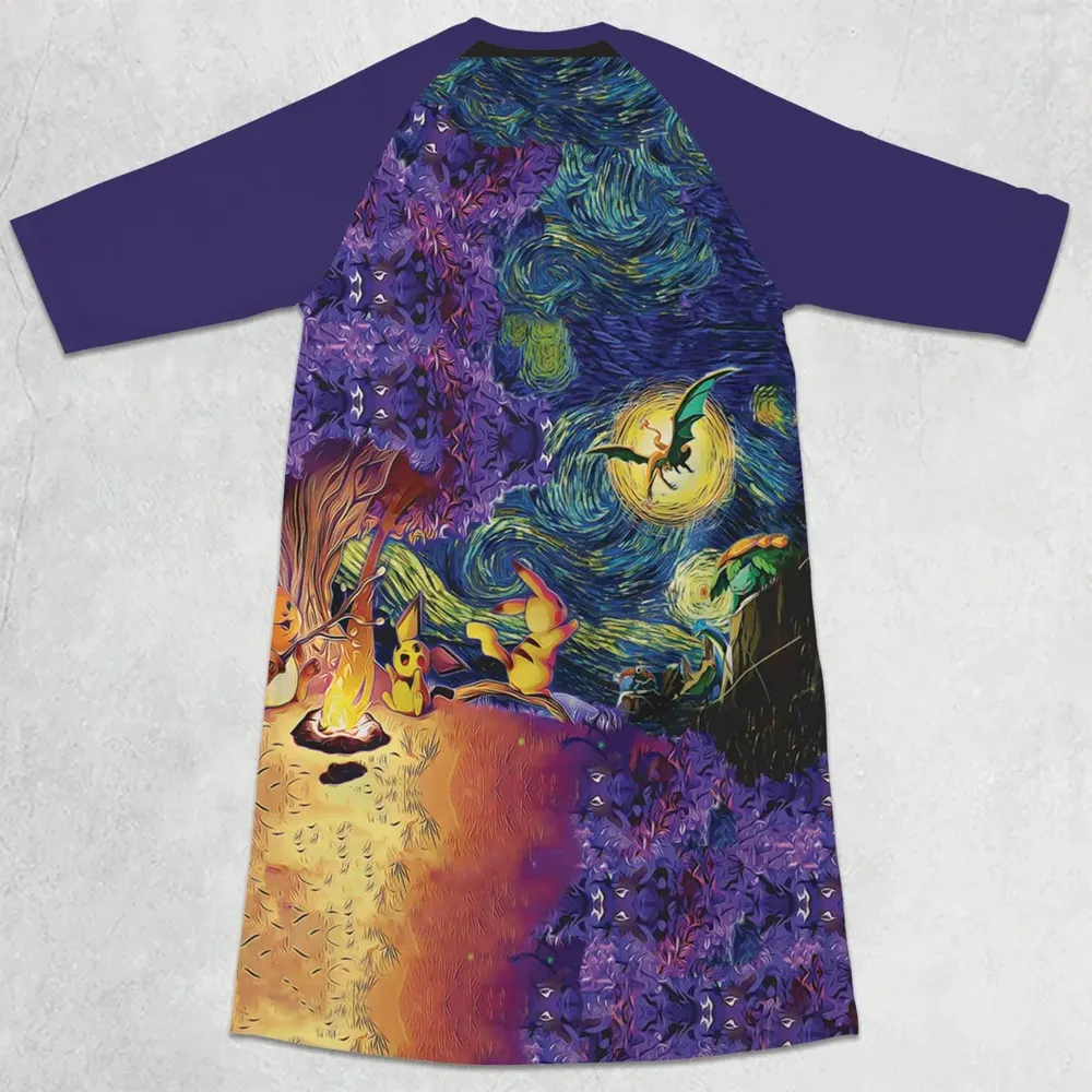 Pokemon Starry Night Campfire 3/4 Sleeve Raglan Dress - 2