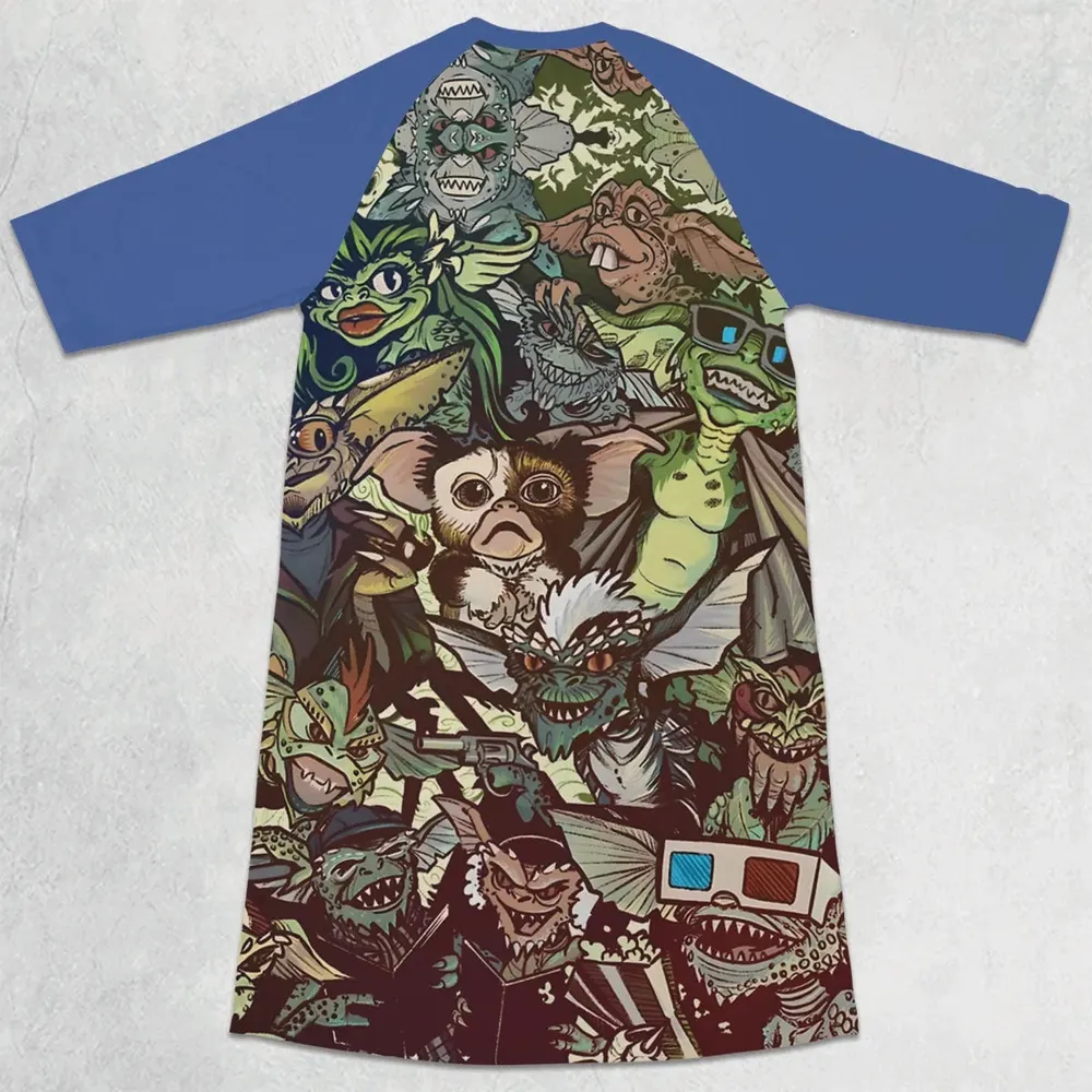 Tropical Gremlins 3/4 Sleeve Raglan Dress - 2