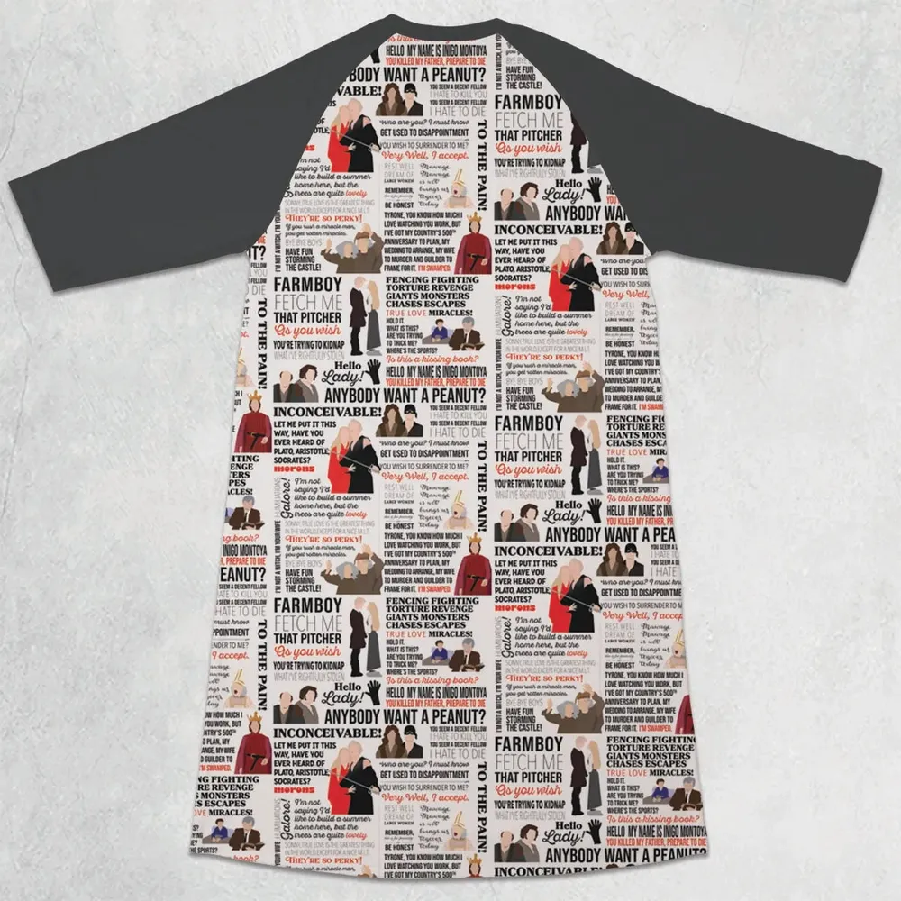 Inconceivable Quotes 3/4 Sleeve Raglan Dress - 2