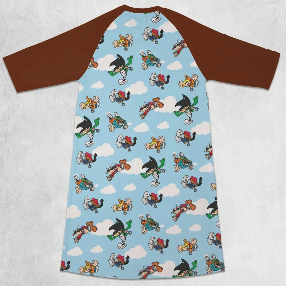 Codename Kid Next Door Characters 3/4 Sleeve Raglan Dress - 2