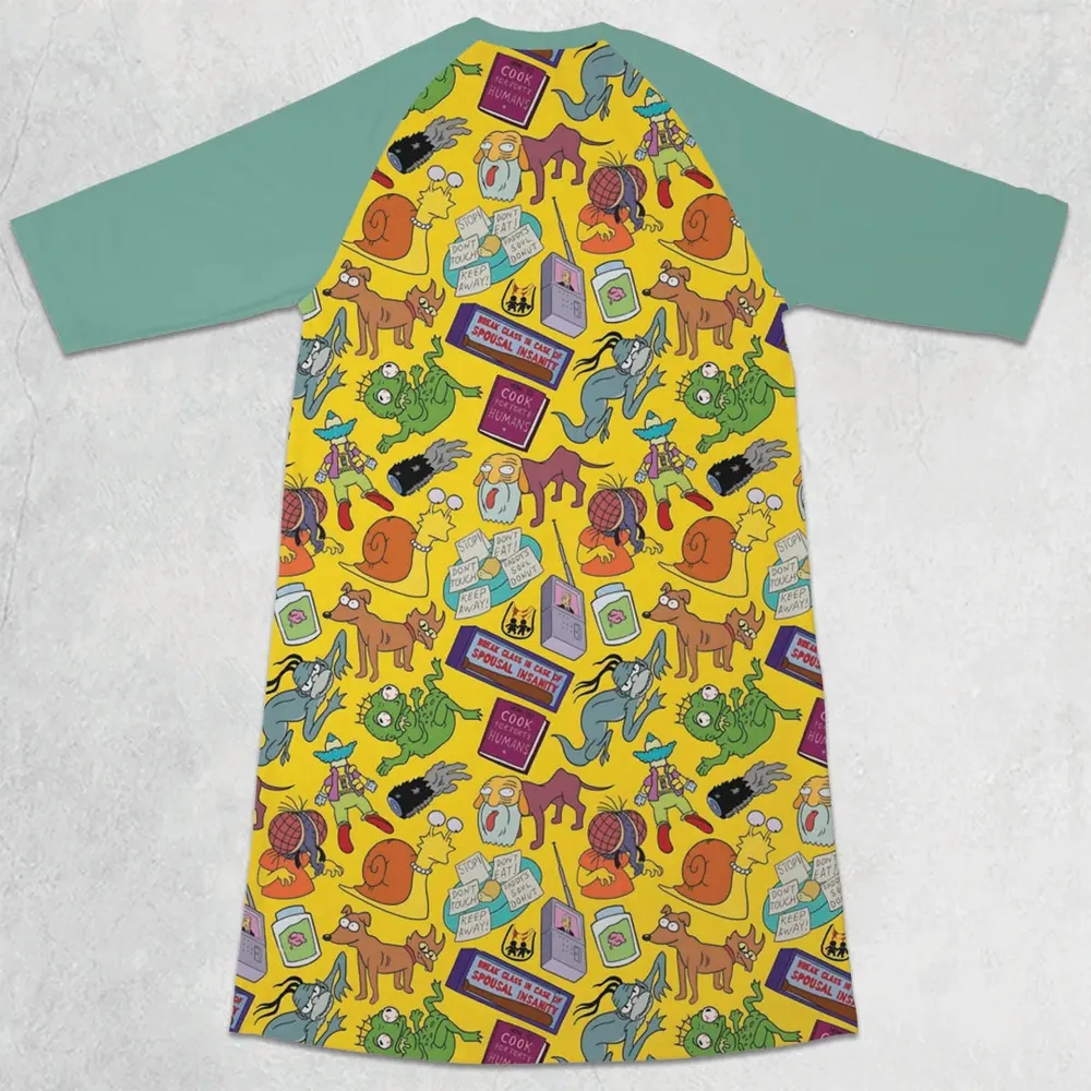 Treehouse of Horror The Simpson 3/4 Sleeve Raglan Dress - 2