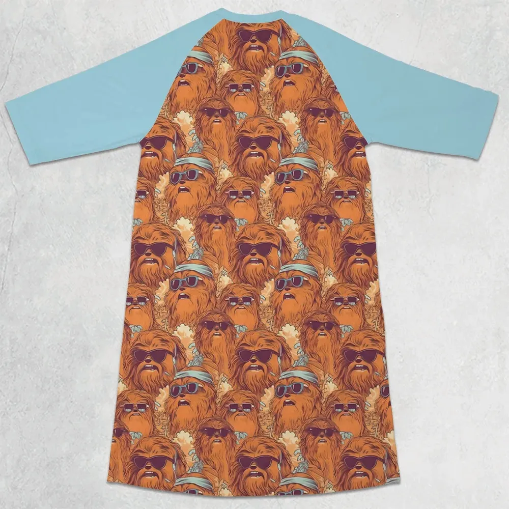 Retro Chewy Summer Vibes 3/4 Sleeve Raglan Dress - 2