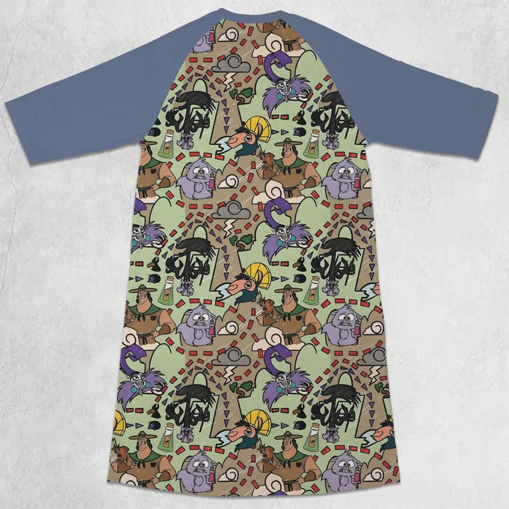 Groove Map The Emperor's New Groove 3/4 Sleeve Raglan Dress - 2