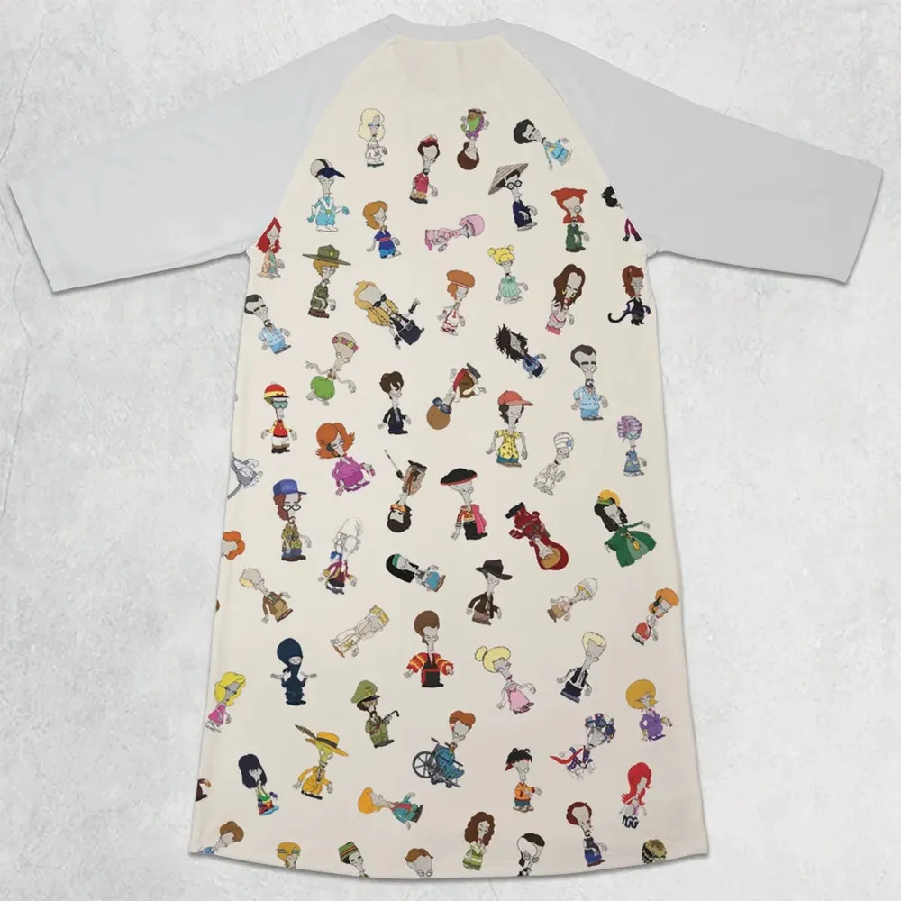 Roger persona Pop culture American Dad 3/4 Sleeve Raglan Dress - 2