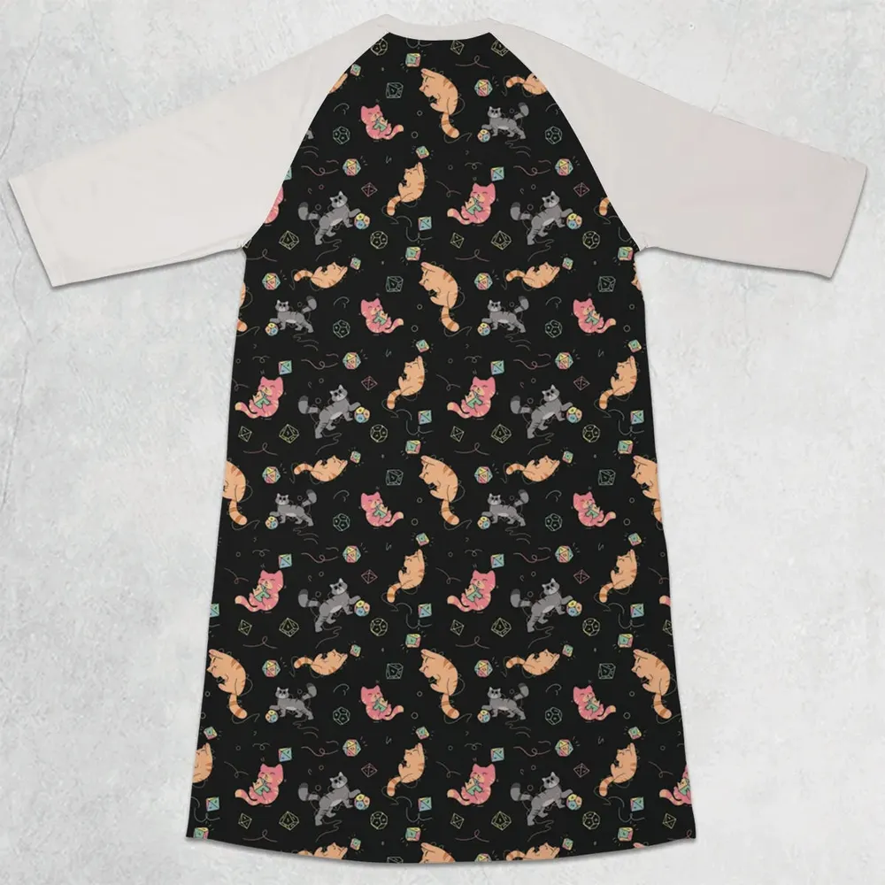 Dice Cat DnD 3/4 Sleeve Raglan Dress - 2