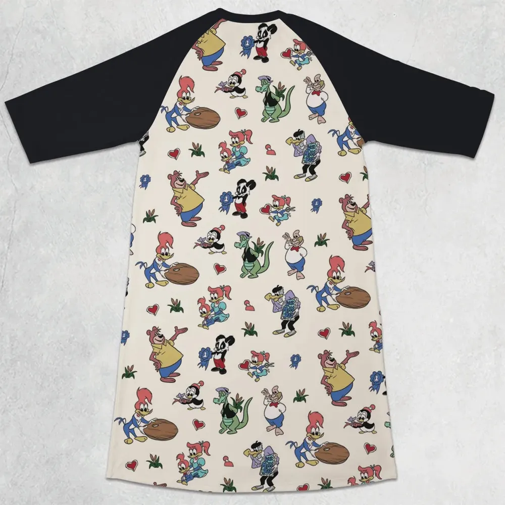 Woody Woodpecker Walter Lantz 3/4 Sleeve Raglan Dress - 2