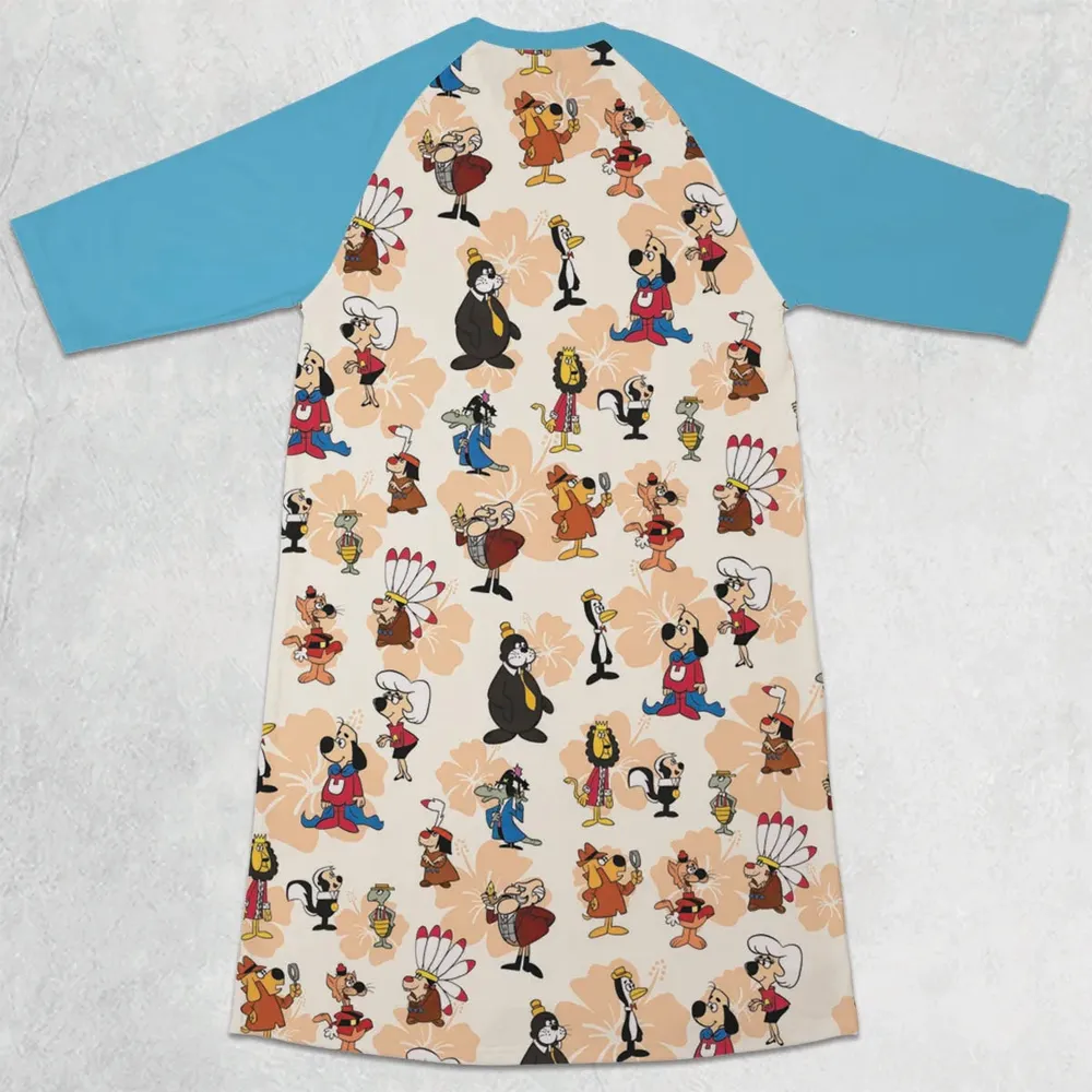 Nostalgia Underdog Characters 3/4 Sleeve Raglan Dress - 2