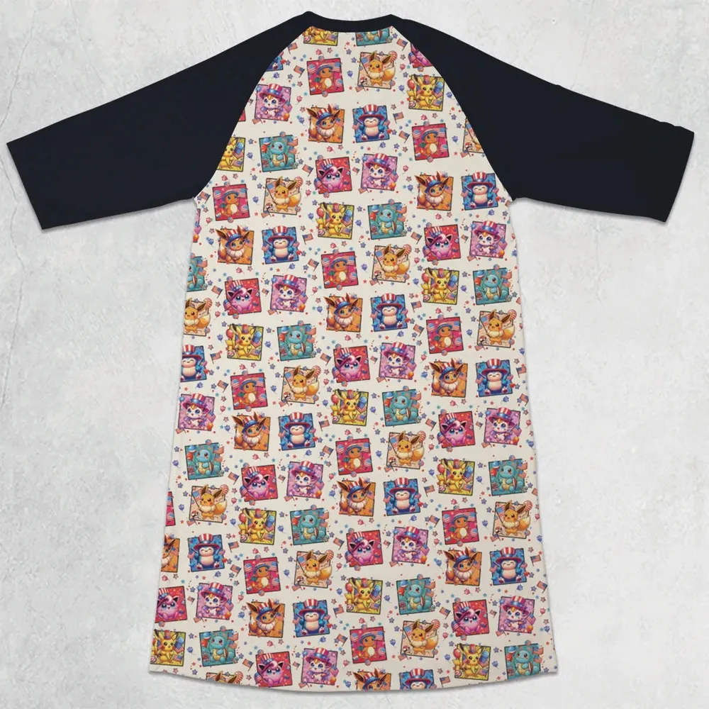 Chill The 4th Out Pokemon 3/4 Sleeve Raglan Dress - 2