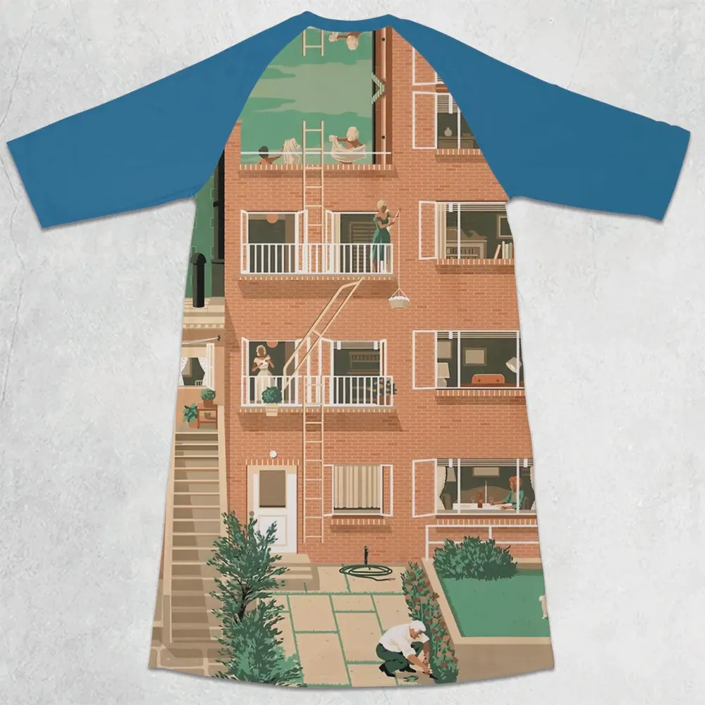 Rear Window 3/4 Sleeve Raglan Dress - 2