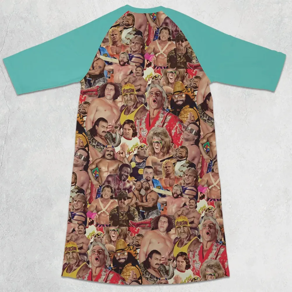 Pro Wrestlers 3/4 Sleeve Raglan Dress - 2