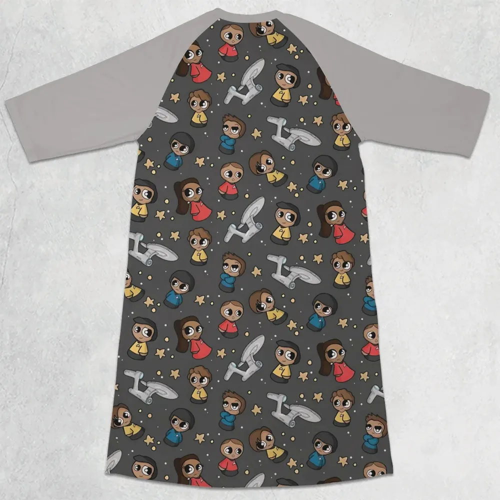 Cute Space Star Trek 3/4 Sleeve Raglan Dress - 2