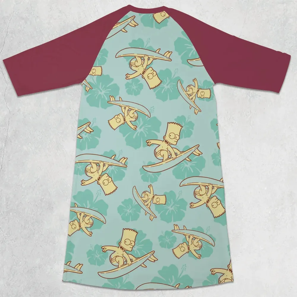 Surfing Simpsons The Simpsons 3/4 Sleeve Raglan Dress - 2