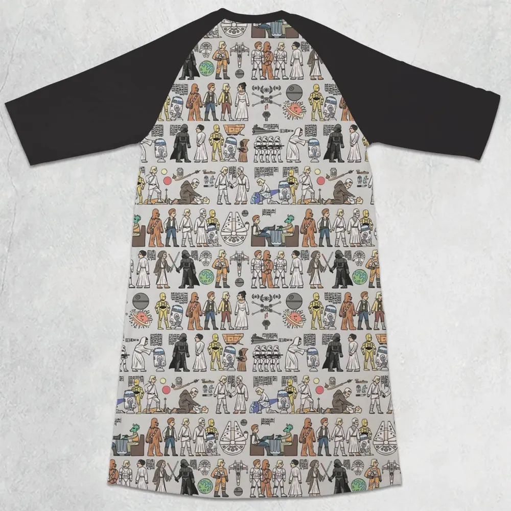 Egyptian Galaxy Wars 3/4 Sleeve Raglan Dress - 2