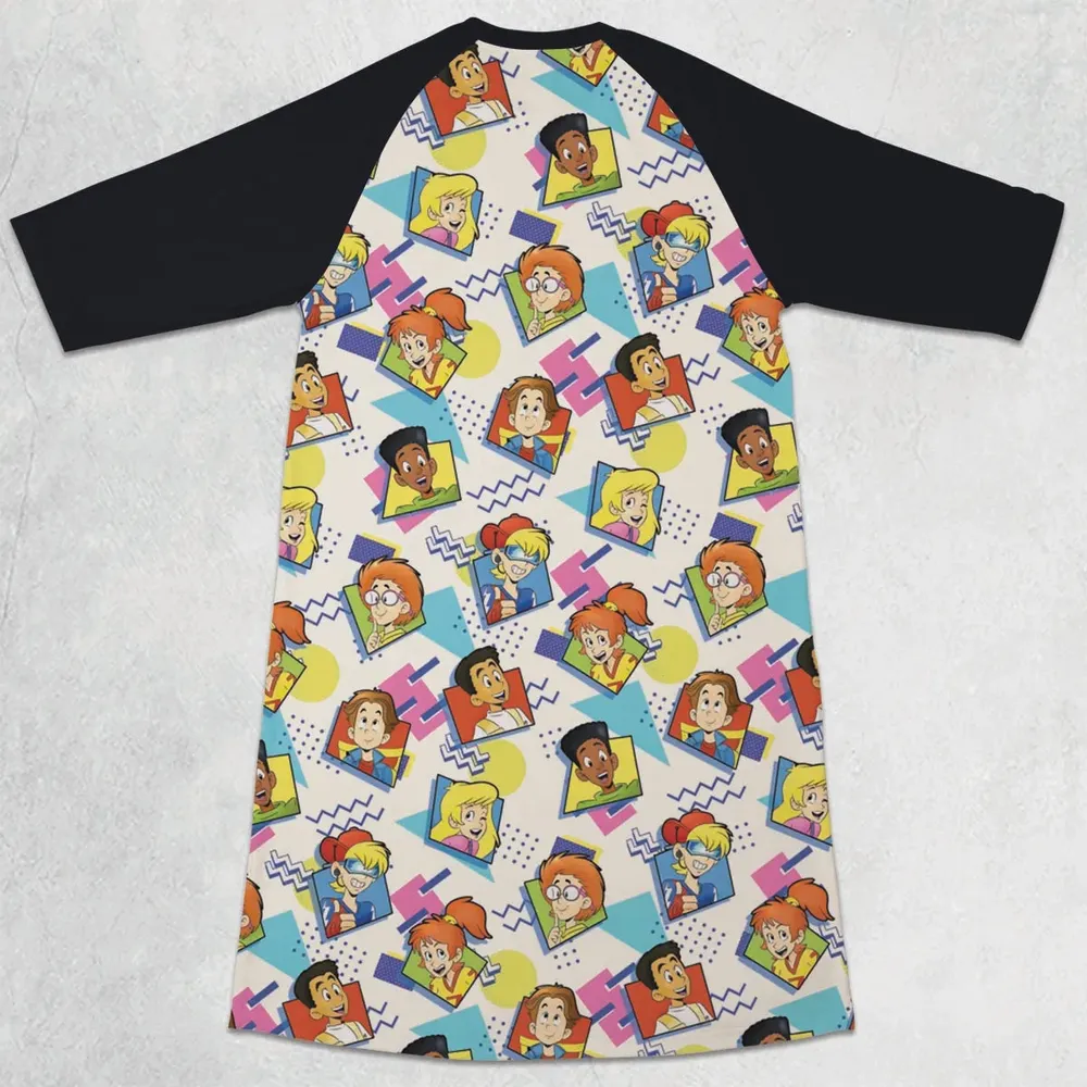 90s Pattern and Kids Club 3/4 Sleeve Raglan Dress - 2
