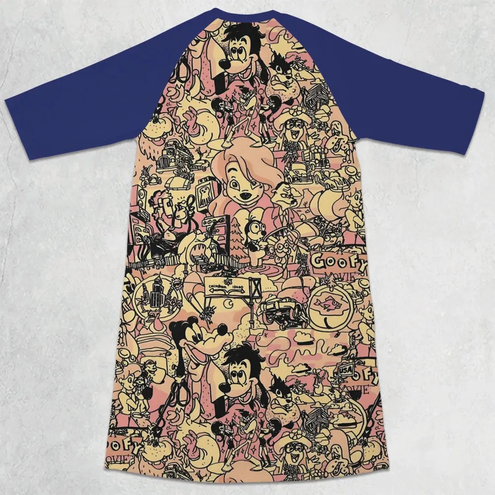 Goofy Movie Collage 3/4 Sleeve Raglan Dress - 2