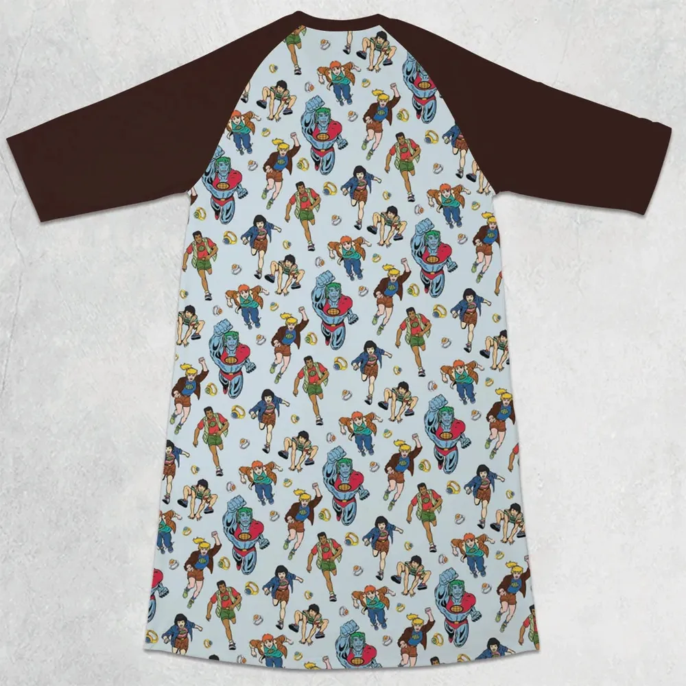 Save The Planet Captain Planet and the Planeteers 3/4 Sleeve Raglan Dress - 2
