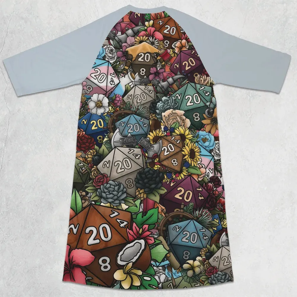 Flower Dice DnD 3/4 Sleeve Raglan Dress - 2
