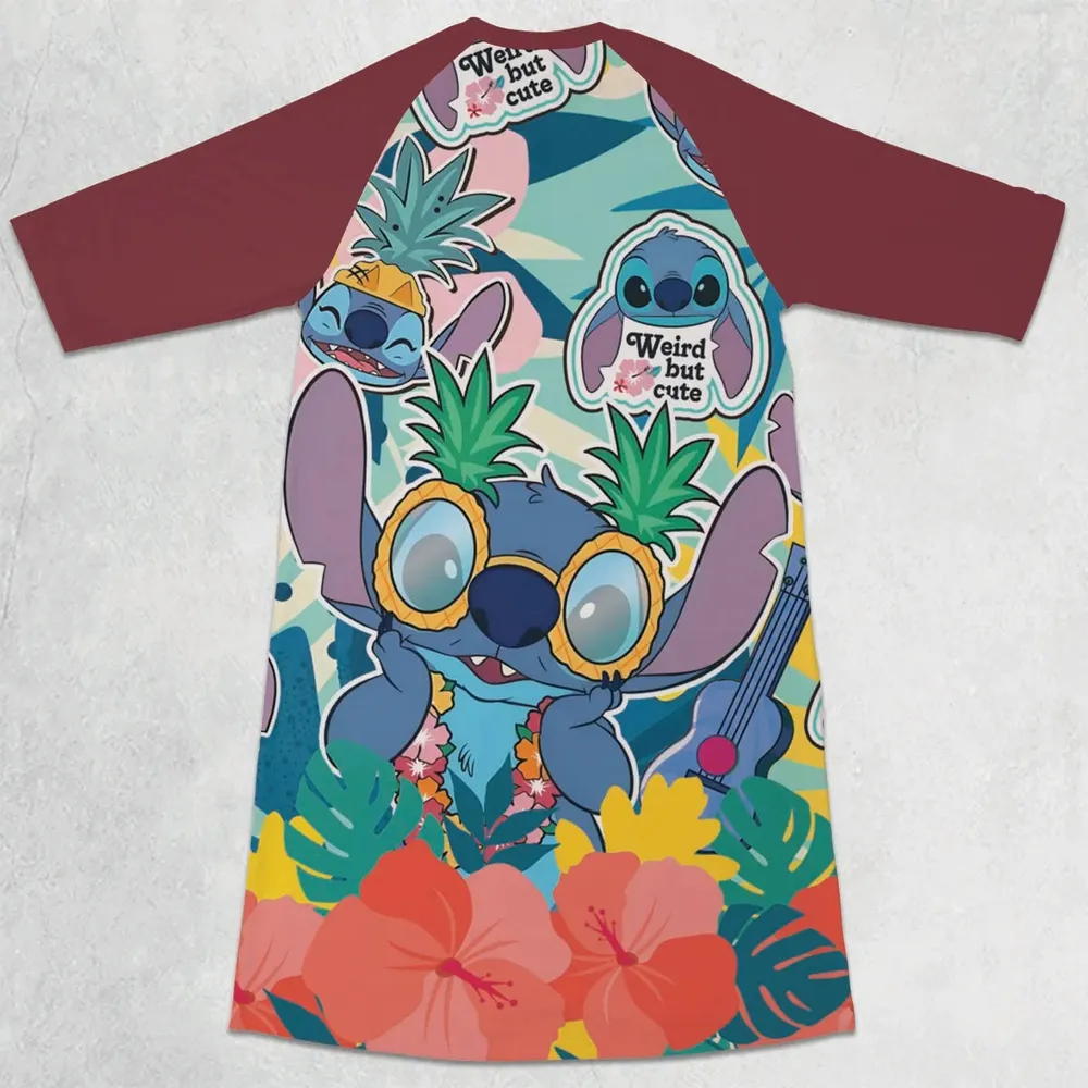 Weird But Cute Stitch 3/4 Sleeve Raglan Dress - 2