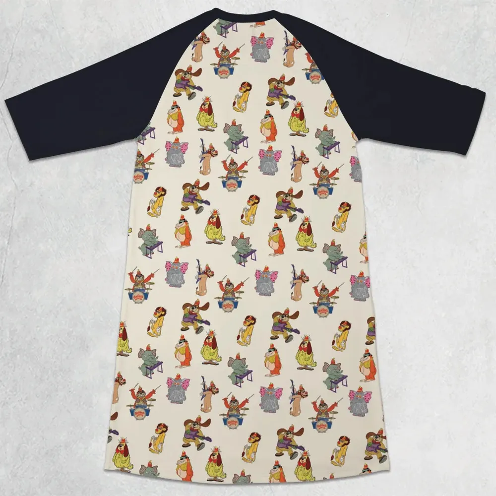 Snorky Fleegle Drooper Bingo The Banana Splits 3/4 Sleeve Raglan Dress - 2