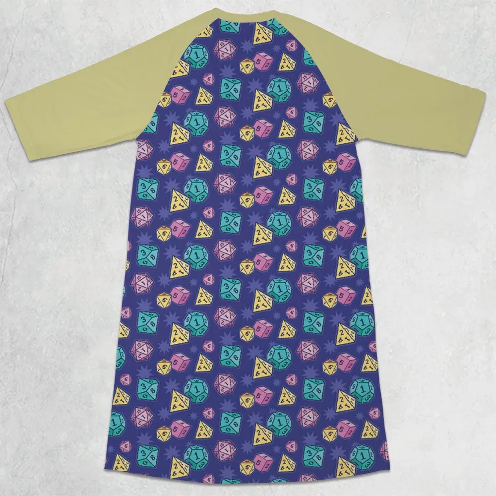 Pixel Dice DnD 3/4 Sleeve Raglan Dress - 2