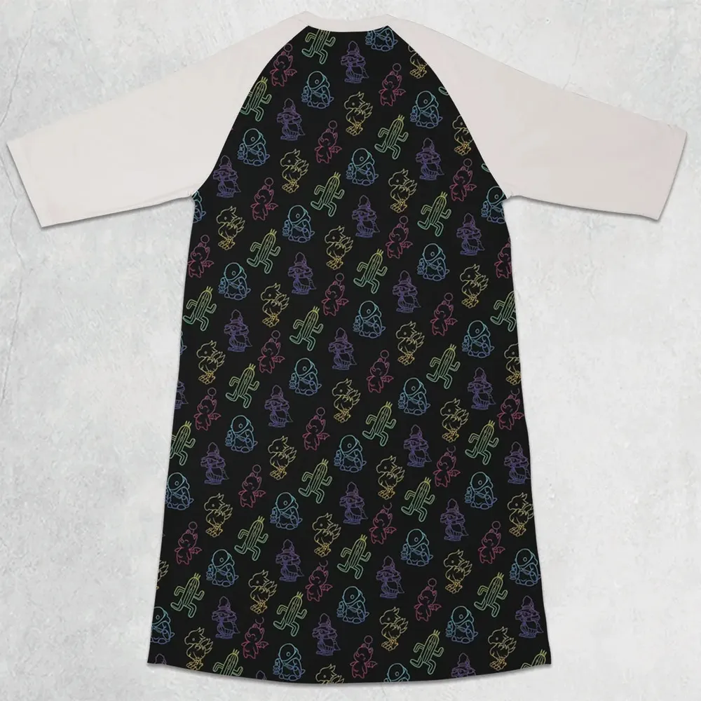 From Chocobos To Cactuars Final Fantasy 3/4 Sleeve Raglan Dress - 2