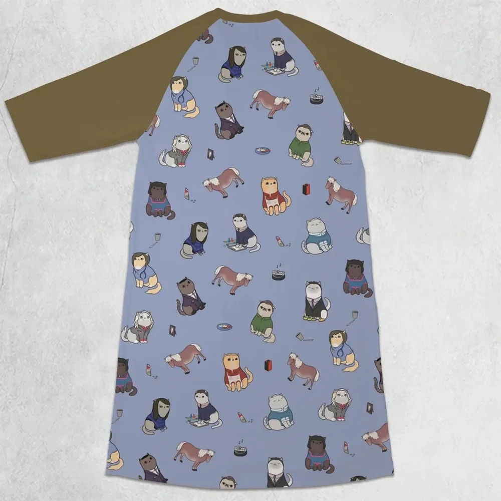 Purrs and Recreation Parks and Recreation 3/4 Sleeve Raglan Dress - 2