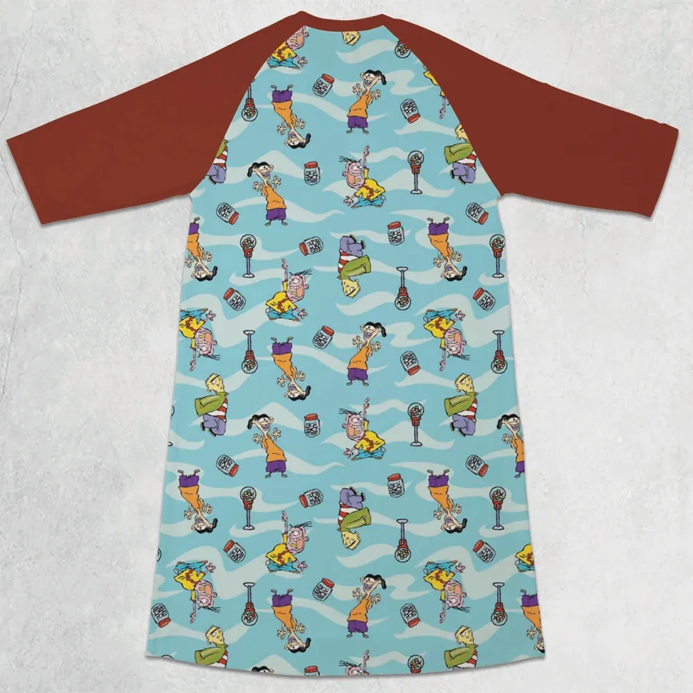 Quick Tips Regarding Ed, Edd, n Eddy Pattern 3/4 Sleeve Raglan Dress - 2