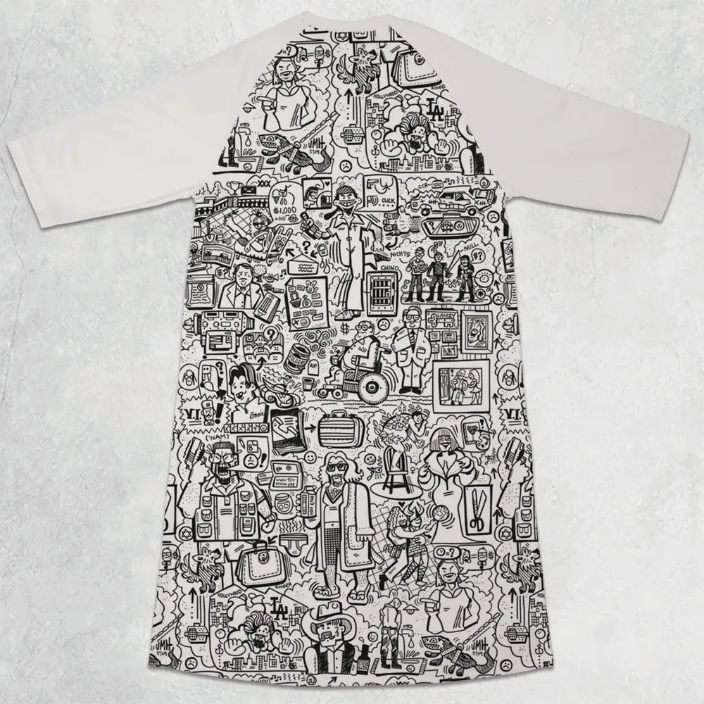 The Big Lebowski Doodles 3/4 Sleeve Raglan Dress - 2