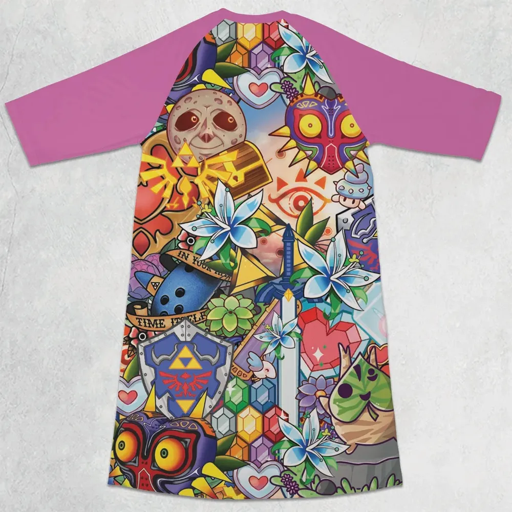 A Majora's Mask The Legend of Zelda 3/4 Sleeve Raglan Dress - 2