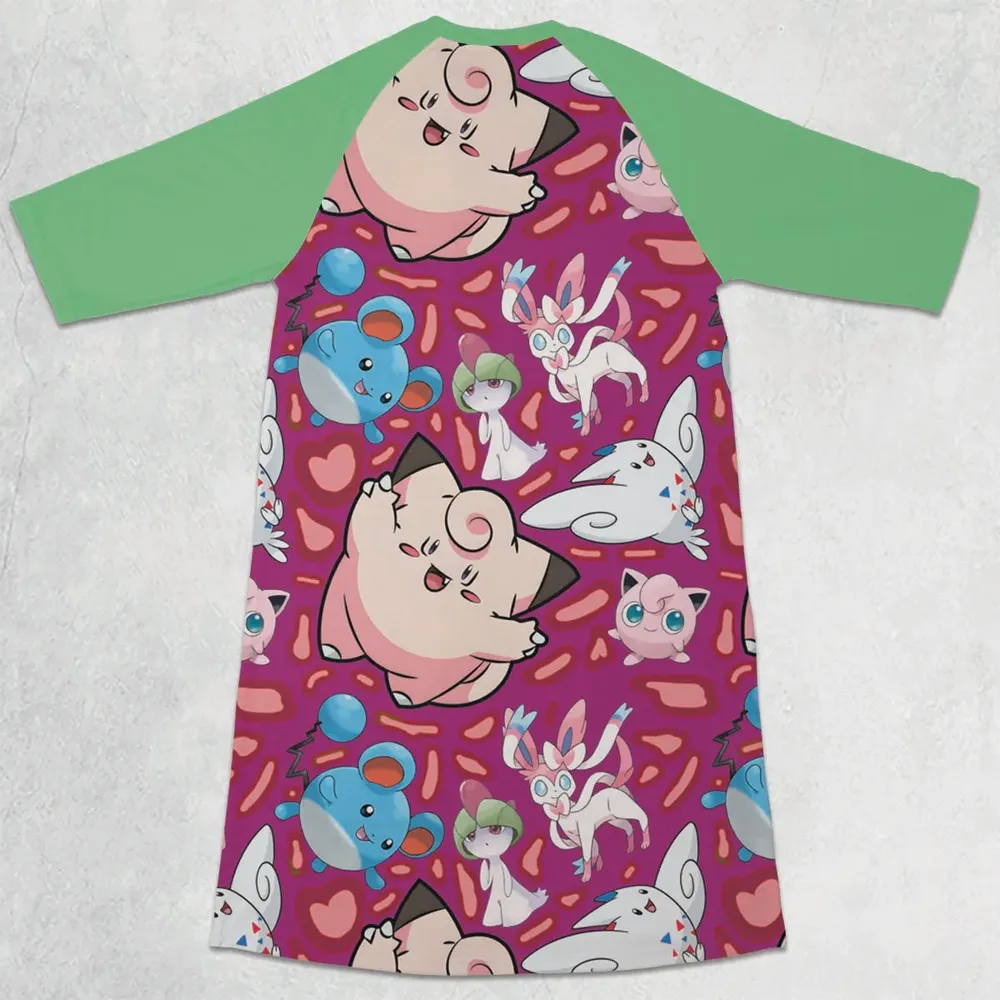 Fairy Type Pokemon 3/4 Sleeve Raglan Dress - 2