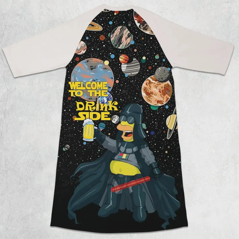 Simpson Darth Vader Welcome To The Drink Side 3/4 Sleeve Raglan Dress - 2
