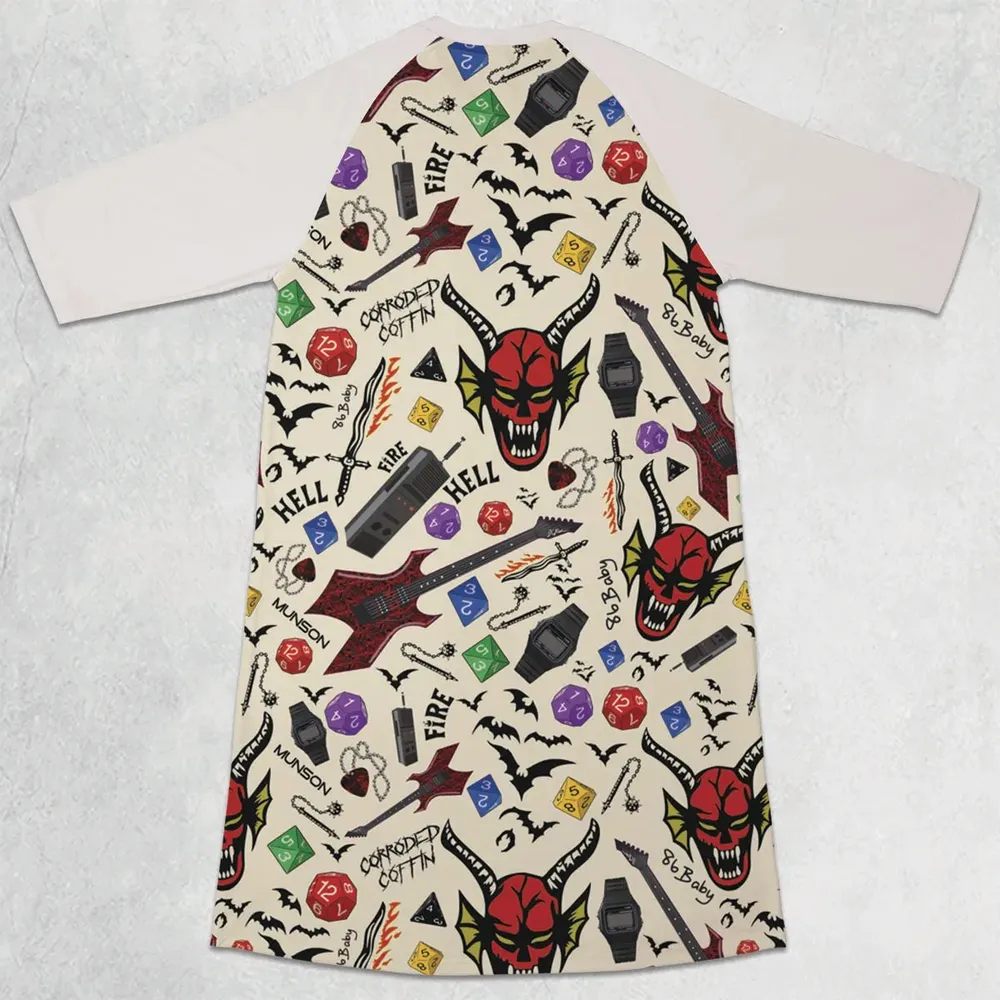 Hellfire Club Stranger Things 3/4 Sleeve Raglan Dress - 2