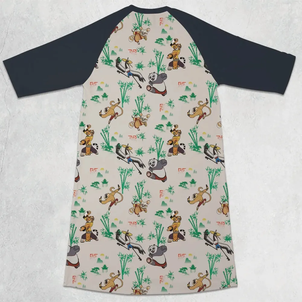 Kung Fu Panda Characters 3/4 Sleeve Raglan Dress - 2