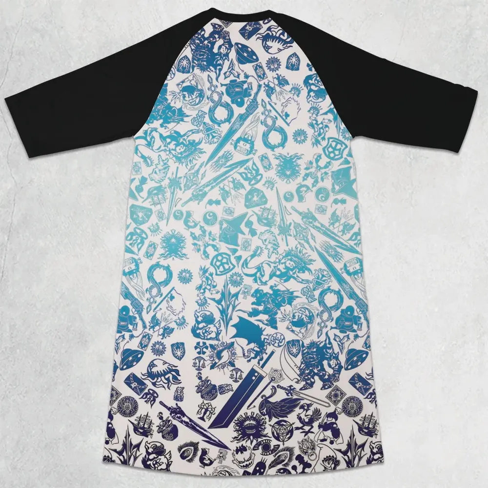 Blue Moggle Final Fantasy 3/4 Sleeve Raglan Dress - 2
