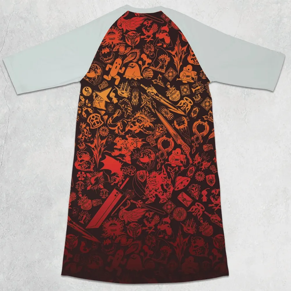 Red Moggle Final Fantasy 3/4 Sleeve Raglan Dress - 2