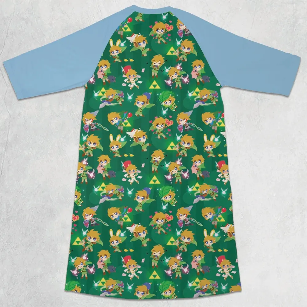 Cute Link Posing The Legend Of Zelda 3/4 Sleeve Raglan Dress - 2