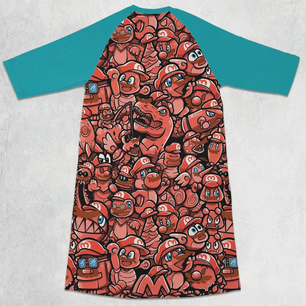 Cappy Party Mario Odyssey Super Mario 3/4 Sleeve Raglan Dress - 2
