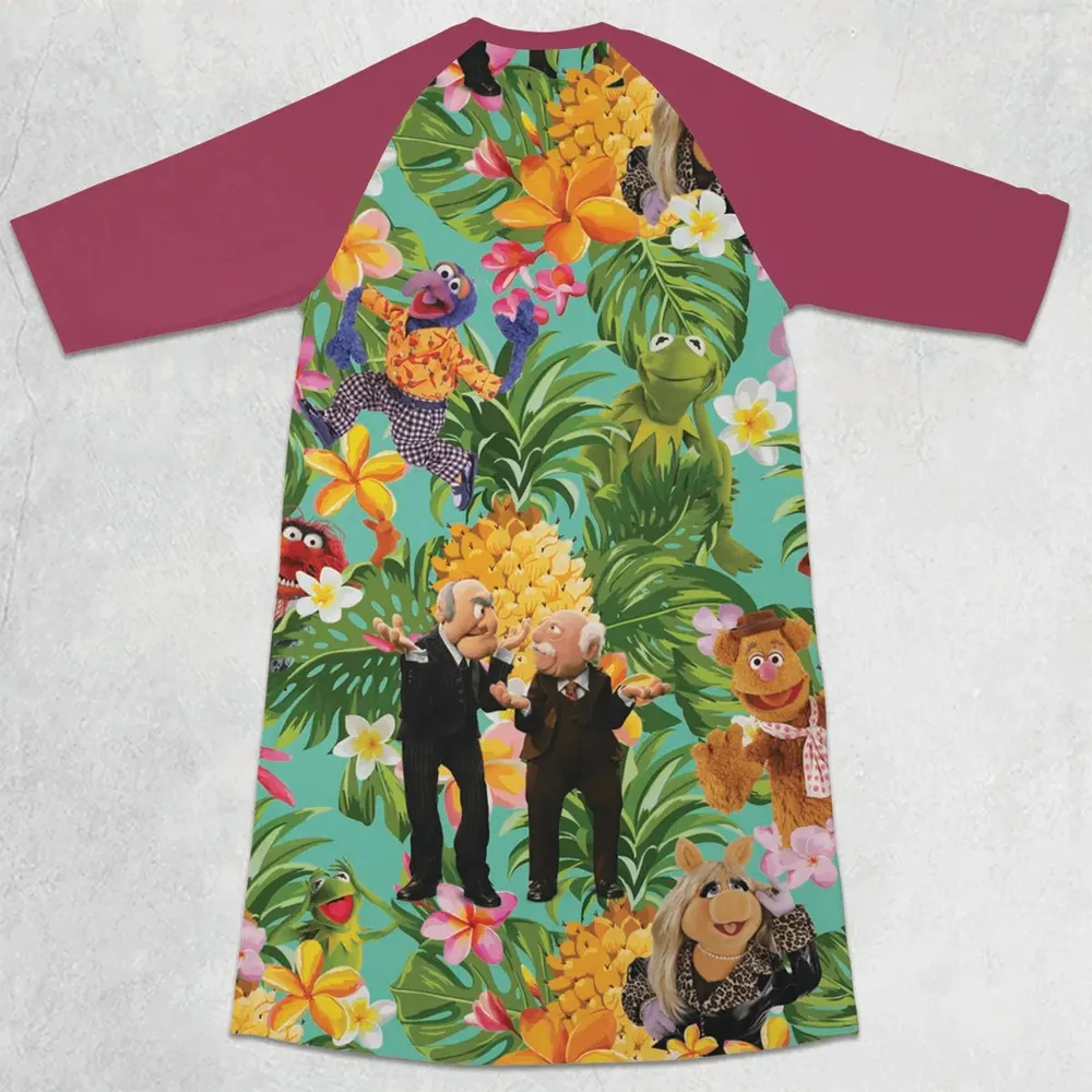 Statler And Waldorf Muppets Tropical 3/4 Sleeve Raglan Dress - 2